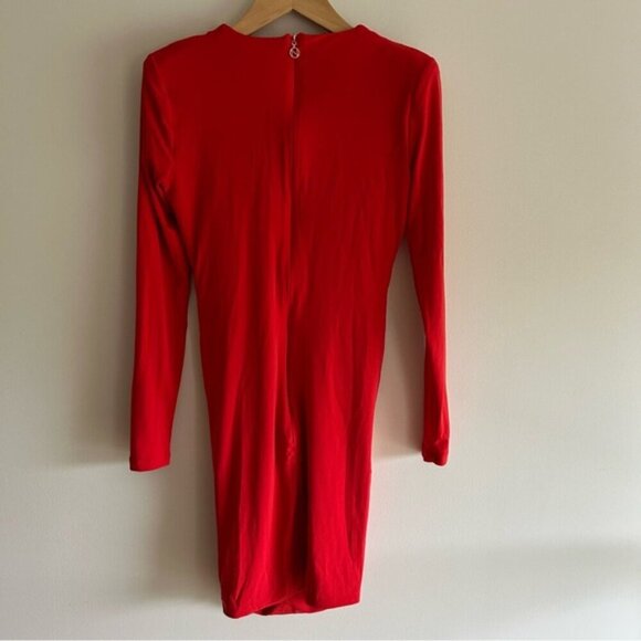 Nookie Temptation Long Sleeve V Neck Red Mini Dress sz L - Picture 5 of 8